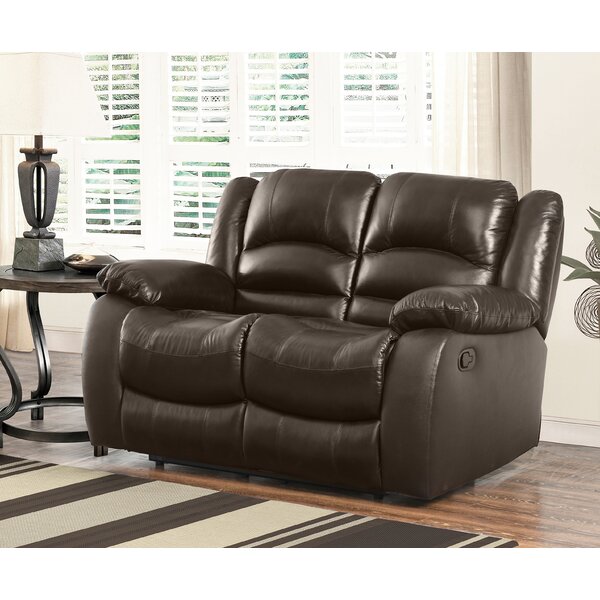 Jorgensen Leather Reclining Loveseat by Darby Home Co