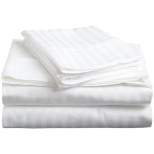 Nordberg 300 Thread Count Egyptian-Quality Cotton Stripe Olympic Queen Sheet Set