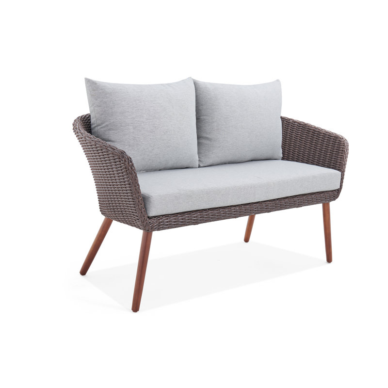 Seats 2 In Color Red Outdoor Loveseat Glider Bench With 2 Cushions And 2 Decorative Pillows Patio Furniture Accessories Patio Lawn Garden