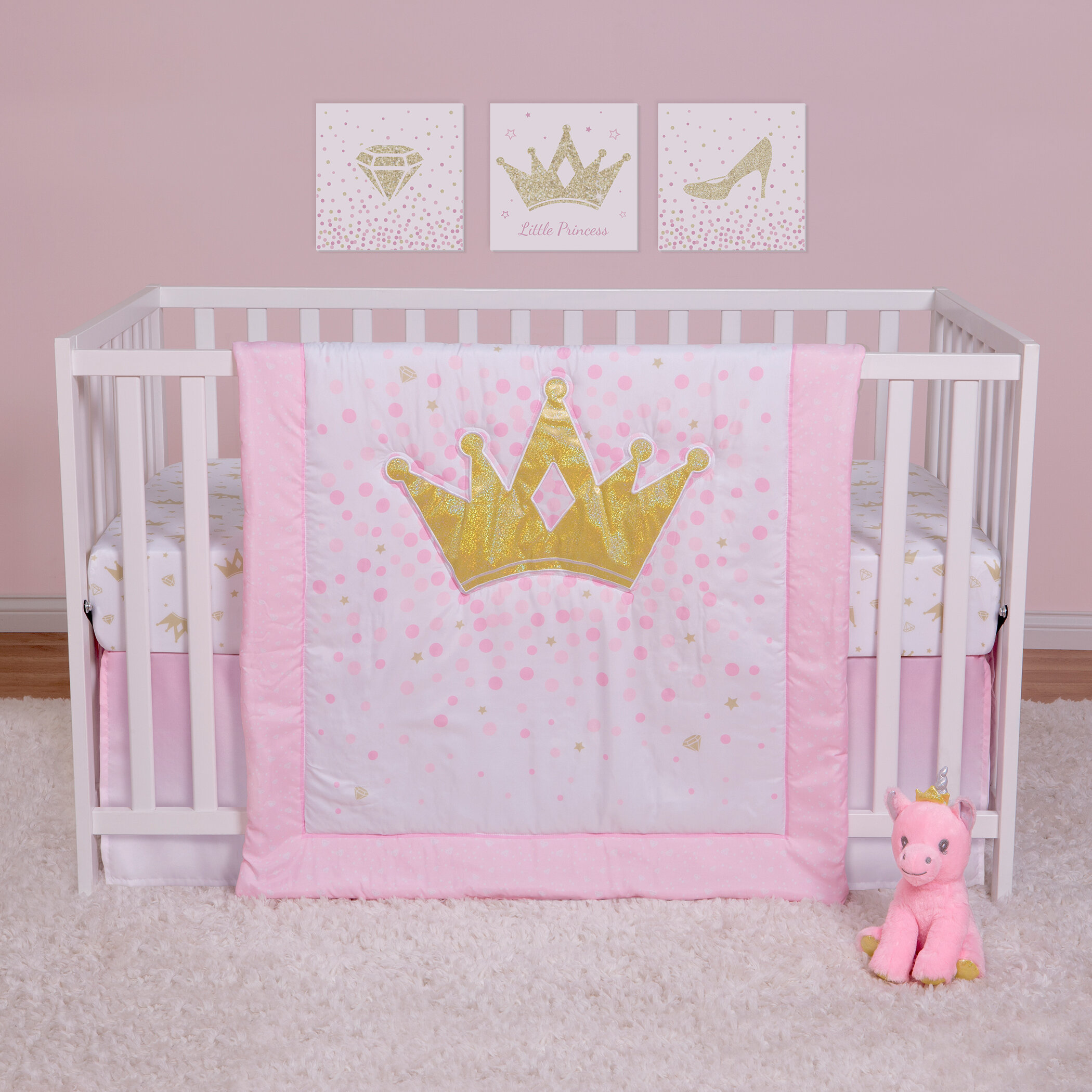 Gemma Violet Tiara Princess 4 Piece Crib Bedding Set Wayfair