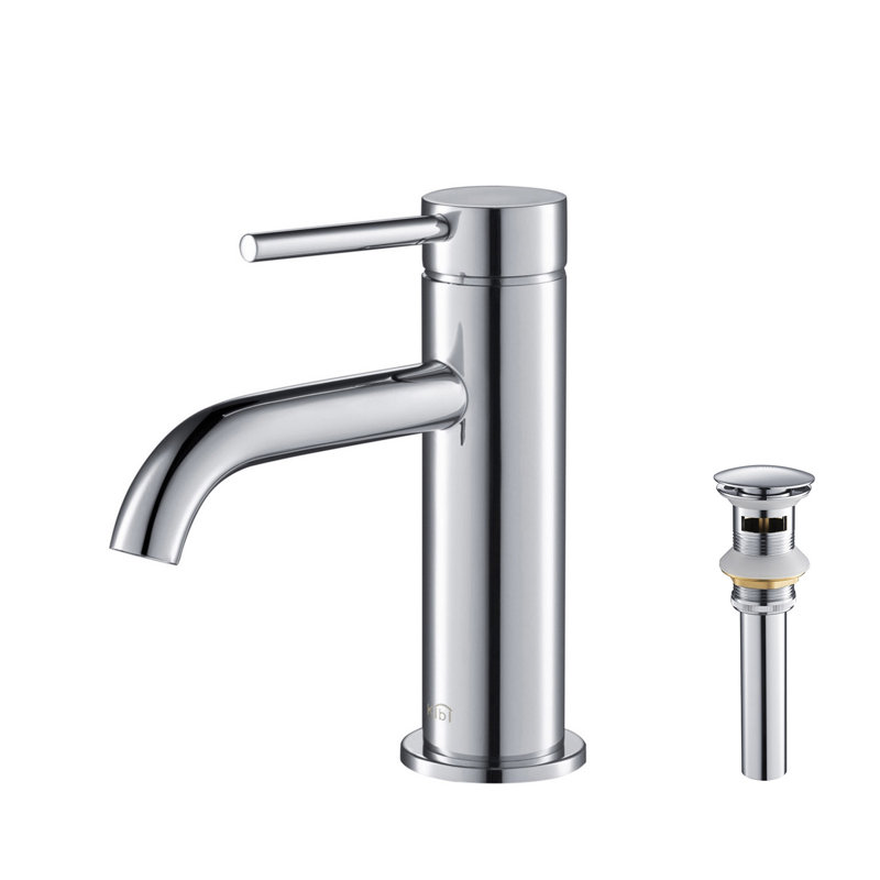 Kibi Usa Circular Brass Handle Single Hole Bathroom Faucet With Drain Assembly Wayfair