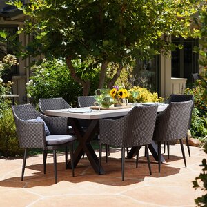 Callidora Outdoor 7 Piece Dining Table Set with Cushions