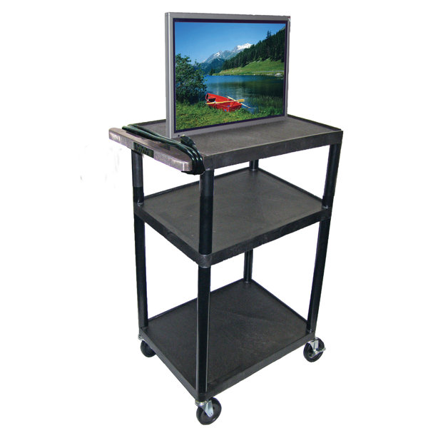 High Low Priced Open Shelf Table AV Cart with Electric by Luxor