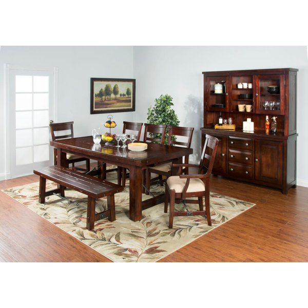 Midvale Extension in Rustic Mahogany Solid Wood Dining Table by Loon Peak Loon Peak