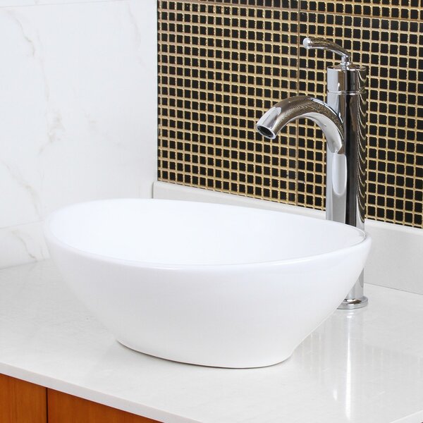 Ceramic Oval Vessel Bathroom Sink by Elite