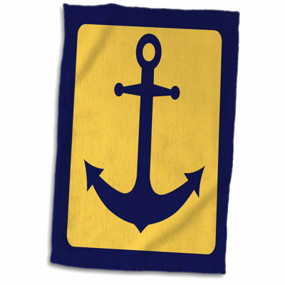 Kayser Blue and Yellow Nautical Anchor Design Hand Towel Symple Stuff Color BlueYellow