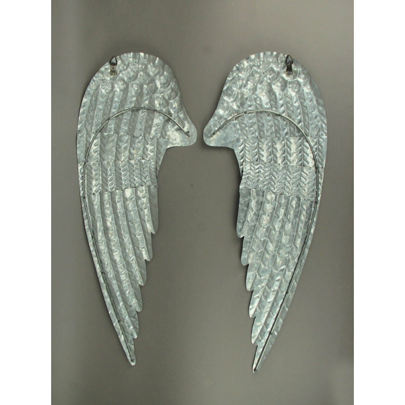 Gracie Oaks 2 Piece Metal Angel Wings Wall Decor Set Reviews