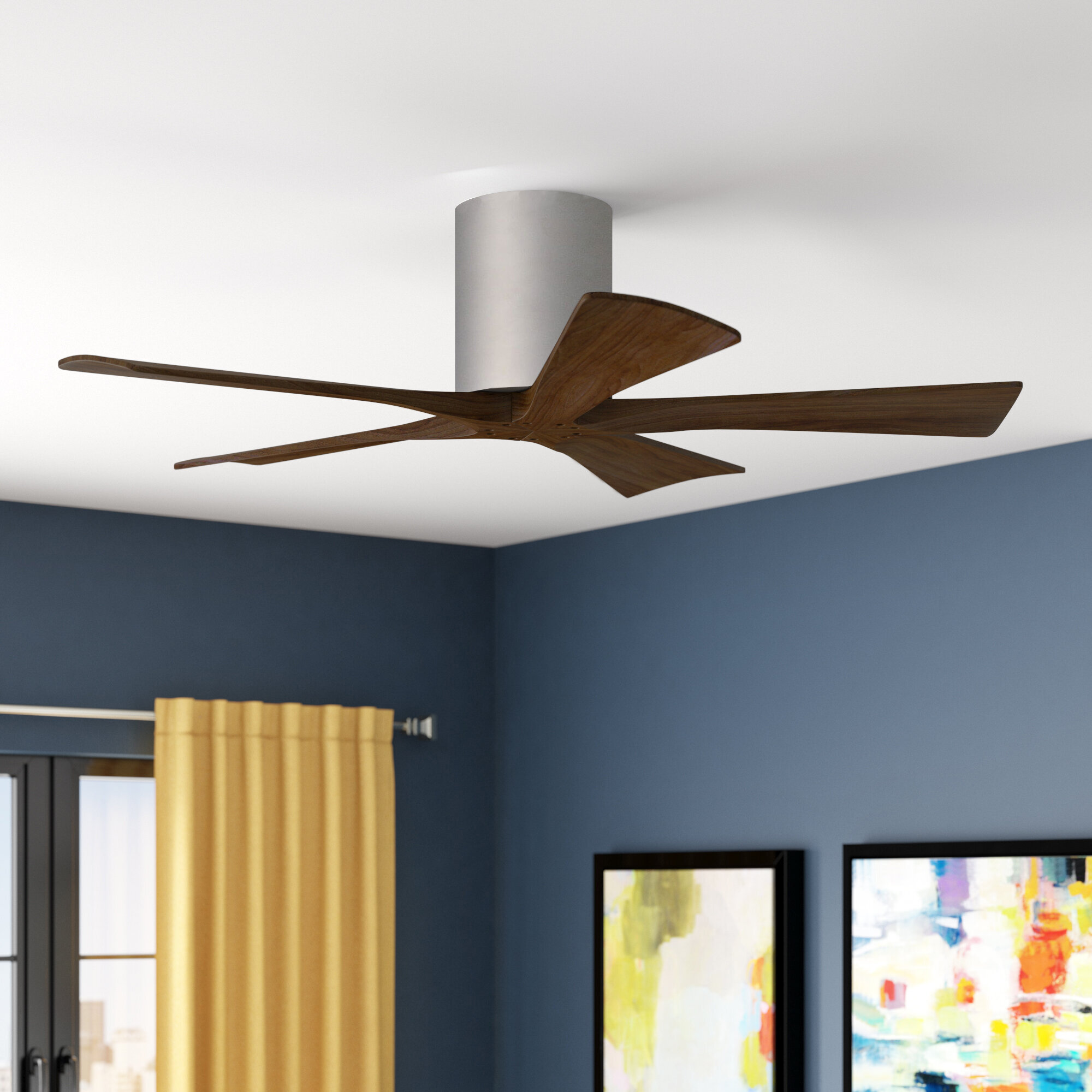42 Rosalind 5 Blade Hugger Ceiling Fan With Hand Held And Wall Remote
