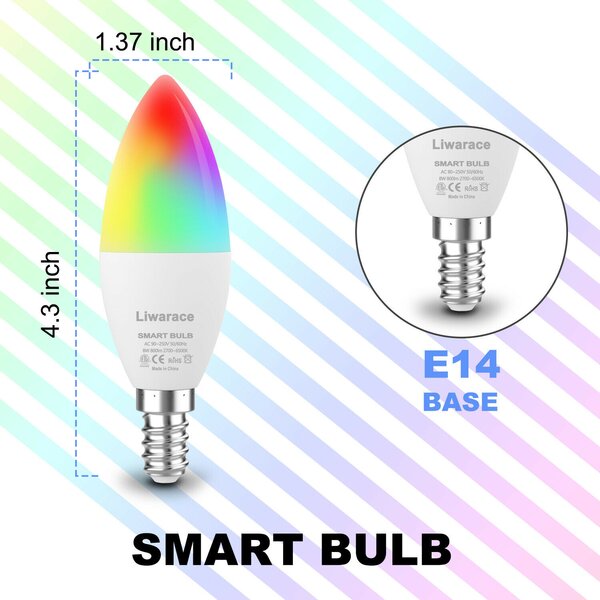Liwarace Wifi Smart LED Light Bulb E14 50W Multi-Color Dimmable Alexa/Google Home White | Wayfair