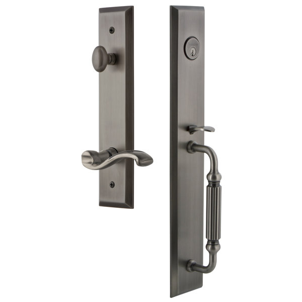 Fifth Avenue F Grip Single Cylinder Handleset with Portofino Interior Lever by Grandeur