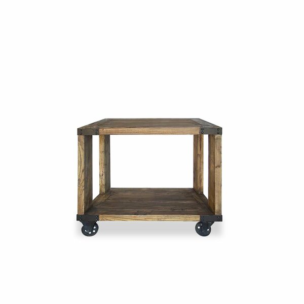 Solid Wood Wheel End Table By 17 Stories