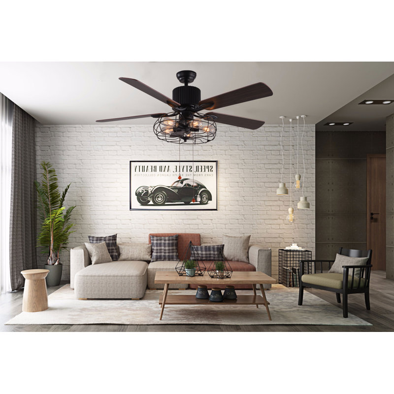 Williston Forge Borg 5 Blade Ceiling Fan With Pull Chain And