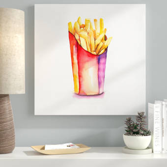 Ebern Designs French Fries Oil Painting Print On Wrapped Canvas