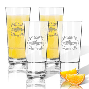 Tritan Lakehouse and Trout 16 oz. High Ball Glass (Set of 4)