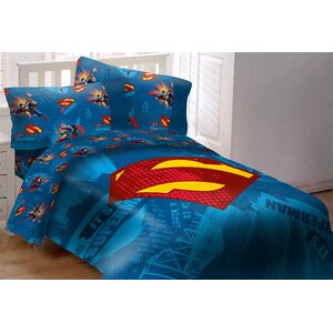 Superman Emblem 4 Piece Reversible Comforter Set