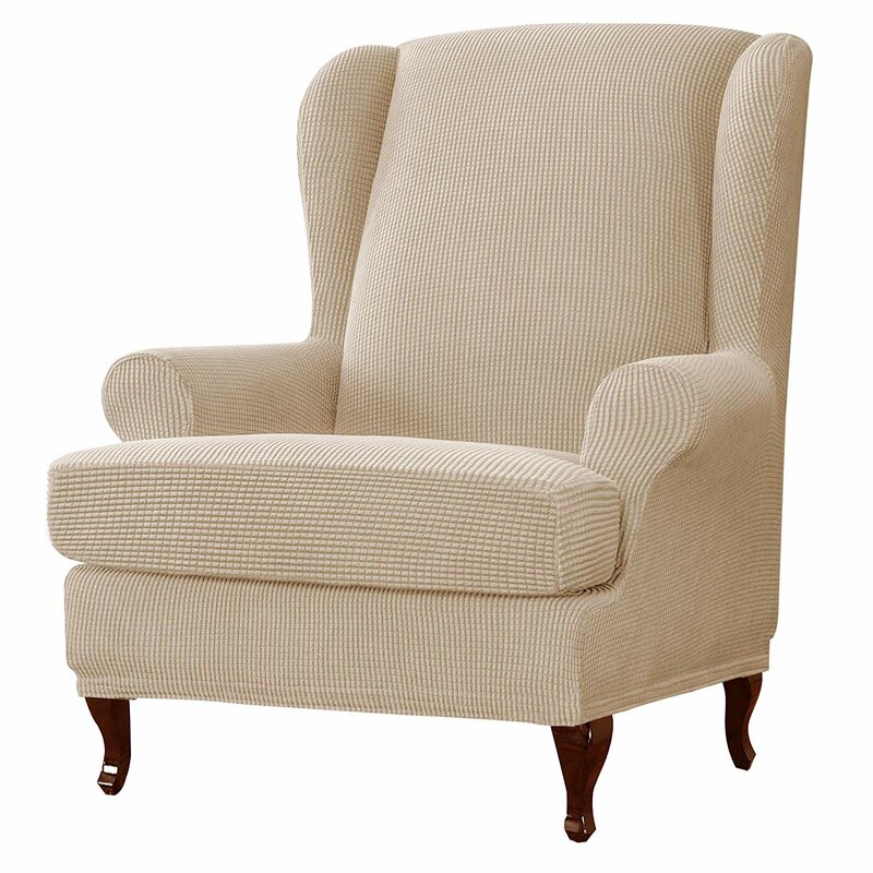 Stretch Wing Chair Covers Fabric Armchair Covers Elastic Wingback Chair Slipcovers Non Slip Armchair Cover Couch