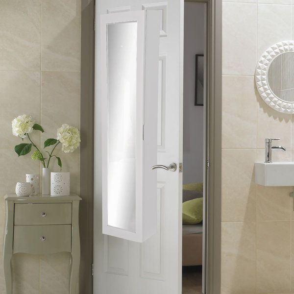 Mind Reader Wall Jewelry Cabinet With Mirror Wall Mounted Jewelry Storage Cabinet Necklaces Rings Earrings Bracelets White Reviews Wayfair