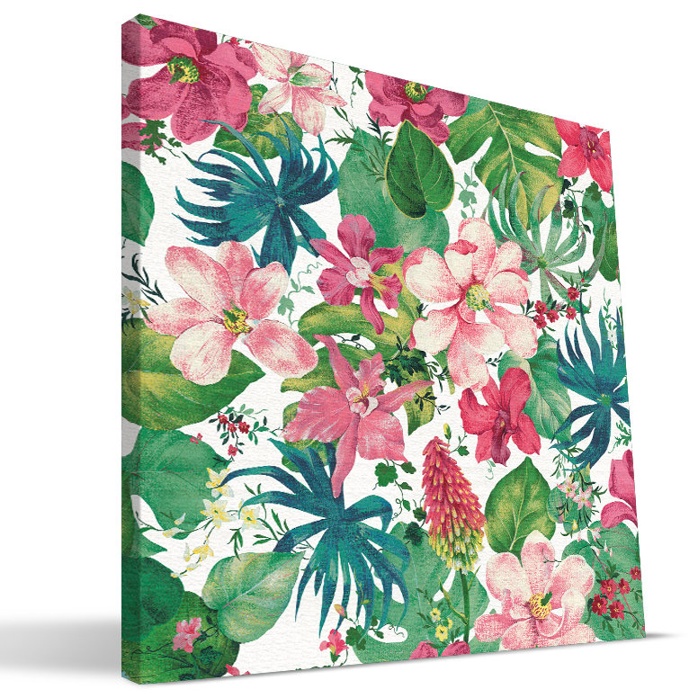 Paulson Designs Beach Tropical Flowers Painting Print On Wrapped Canvas Wayfair beach tropical flowers painting print on wrapped canvas