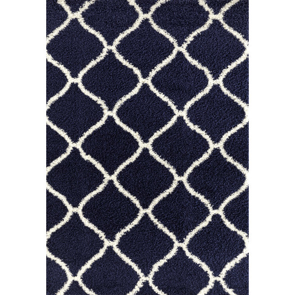 Strothers Shag Navy Area Rug by Charlton Home