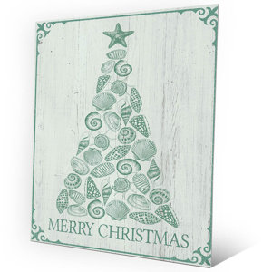 'Shellmas Tree Leaf Wood' Graphic Art on Plaque