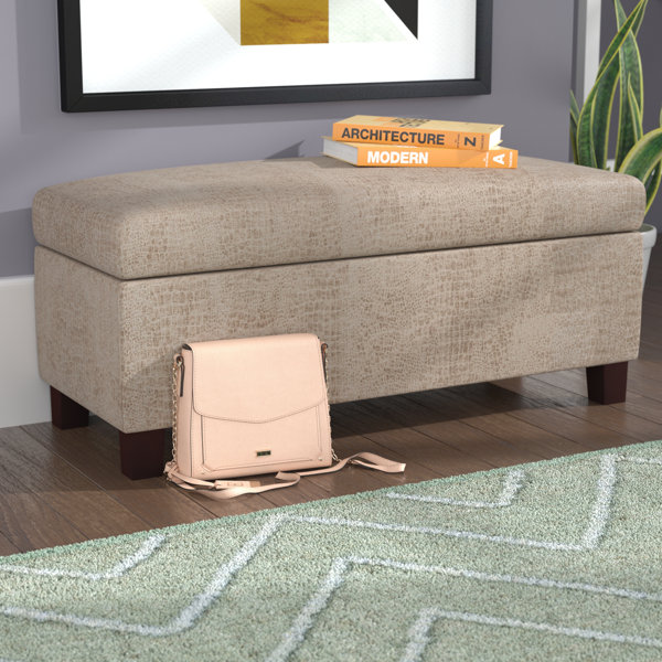 Roper Hinged Top Aldo Overcast Upholstered Storage Bench