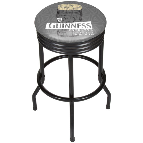 Guinness Line Art Pint Ribbed 29 Swivel Bar Stool by Trademark Global