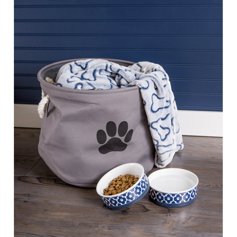 Tucker Murphy Pet Round Paw Print Pet Fabric Cube Or Bin Reviews