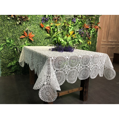 Geometric Tablecloth Violet Linen Size: 84" x 60"