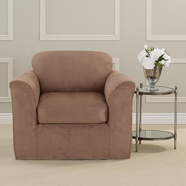 Ultimate Heavyweight Stretch Suede Box Cushion Armchair Slipcover By Sure Fit