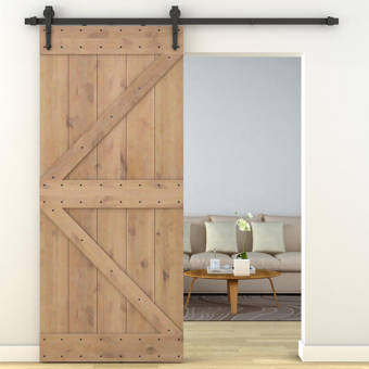 Calhome Paneled Wood Primed Alder Barn Door Without Installation