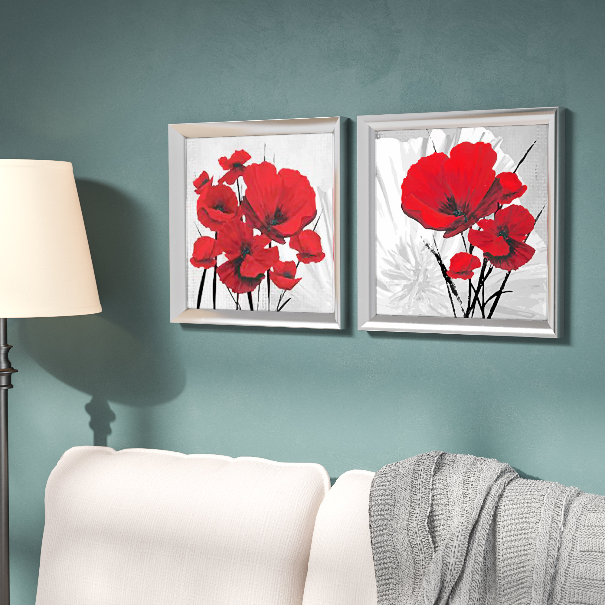 WATERCOLOR RED POPPY POPPIES WALL ART LARGE A1 POSTER 33 X 23 INCH