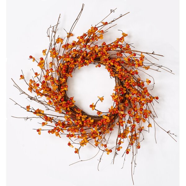 Bittersweet on Natural Twig Base 20 Wreath by Charlton Home