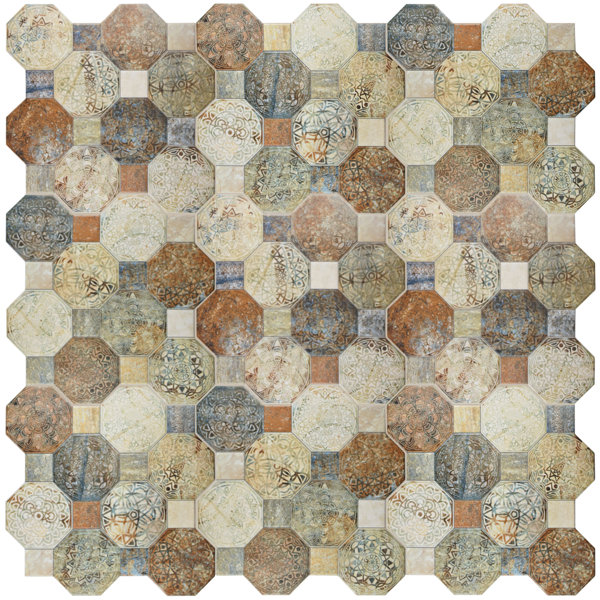 Sileco 17.75 x 17.75 Ceramic Tile in Beige/Brown/Green by EliteTile
