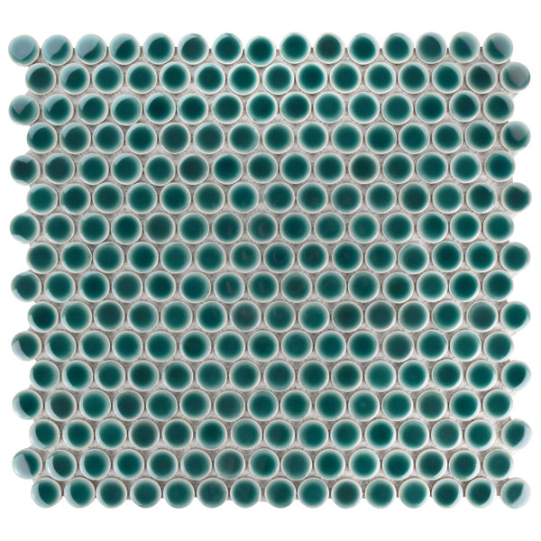 Penny 0.8 x 0.8 Porcelain Mosaic Tile in Emerald by EliteTile