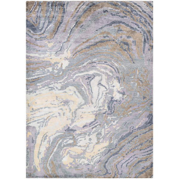 Riggle Muscle Shell Hand-Knotted Pearl Area Rug by Orren Ellis
