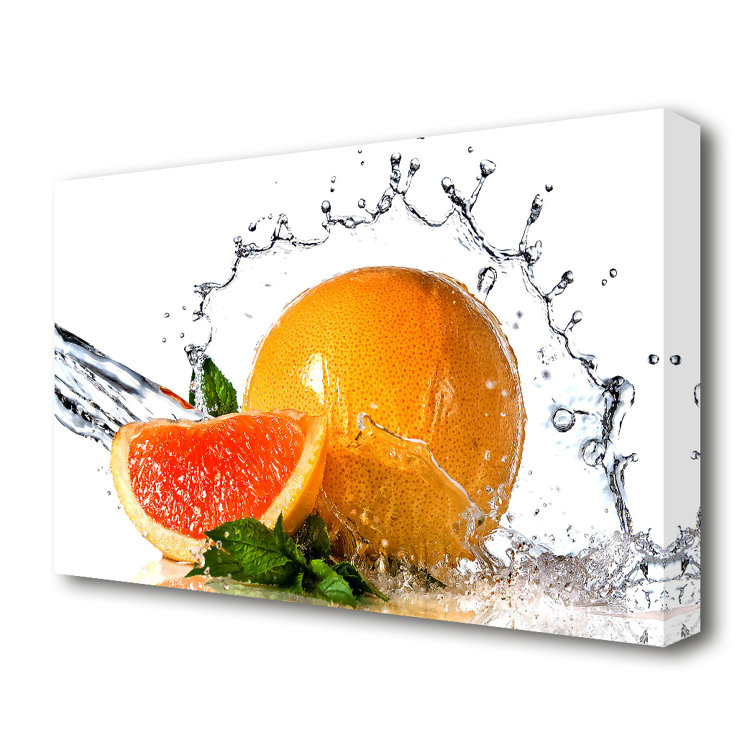 East Urban Home Orange And Mint Kitchen Canvas Print Wall Art Wayfair Co Uk