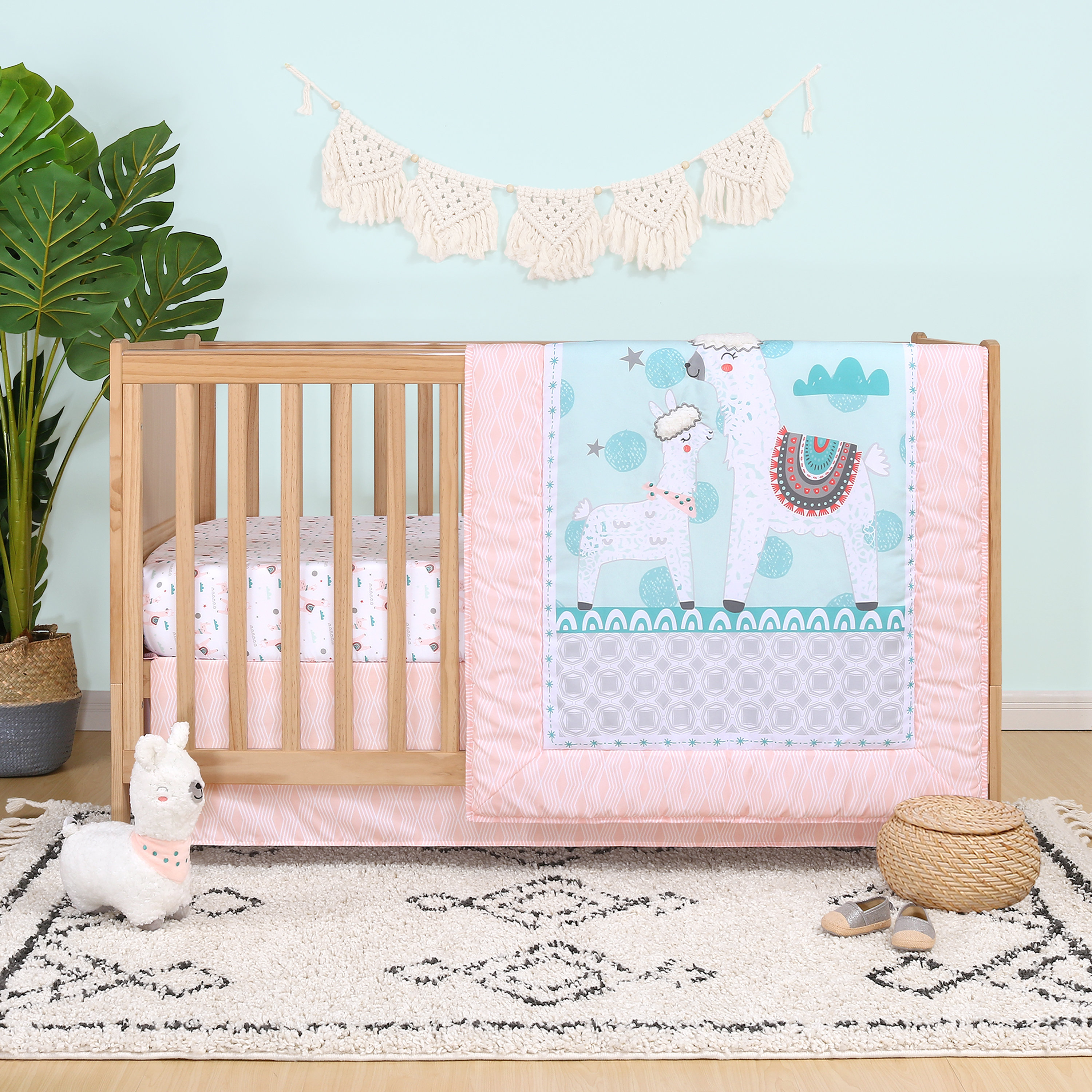 Nicky Llama Love 4 Piece Crib Bedding Set Nicky Llama Love 4 Piece Crib Bedding Set