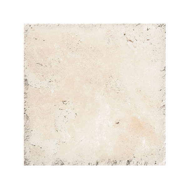 Classic 18 x 18 Travertine Field Tile in Ivory Chiseled Brushed by Parvatile