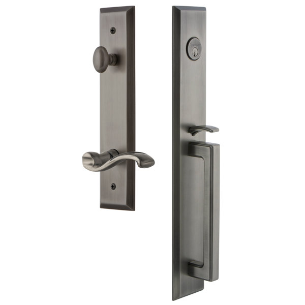 Fifth Avenue D Grip Dummy Handleset with Portofino Interior Lever by Grandeur
