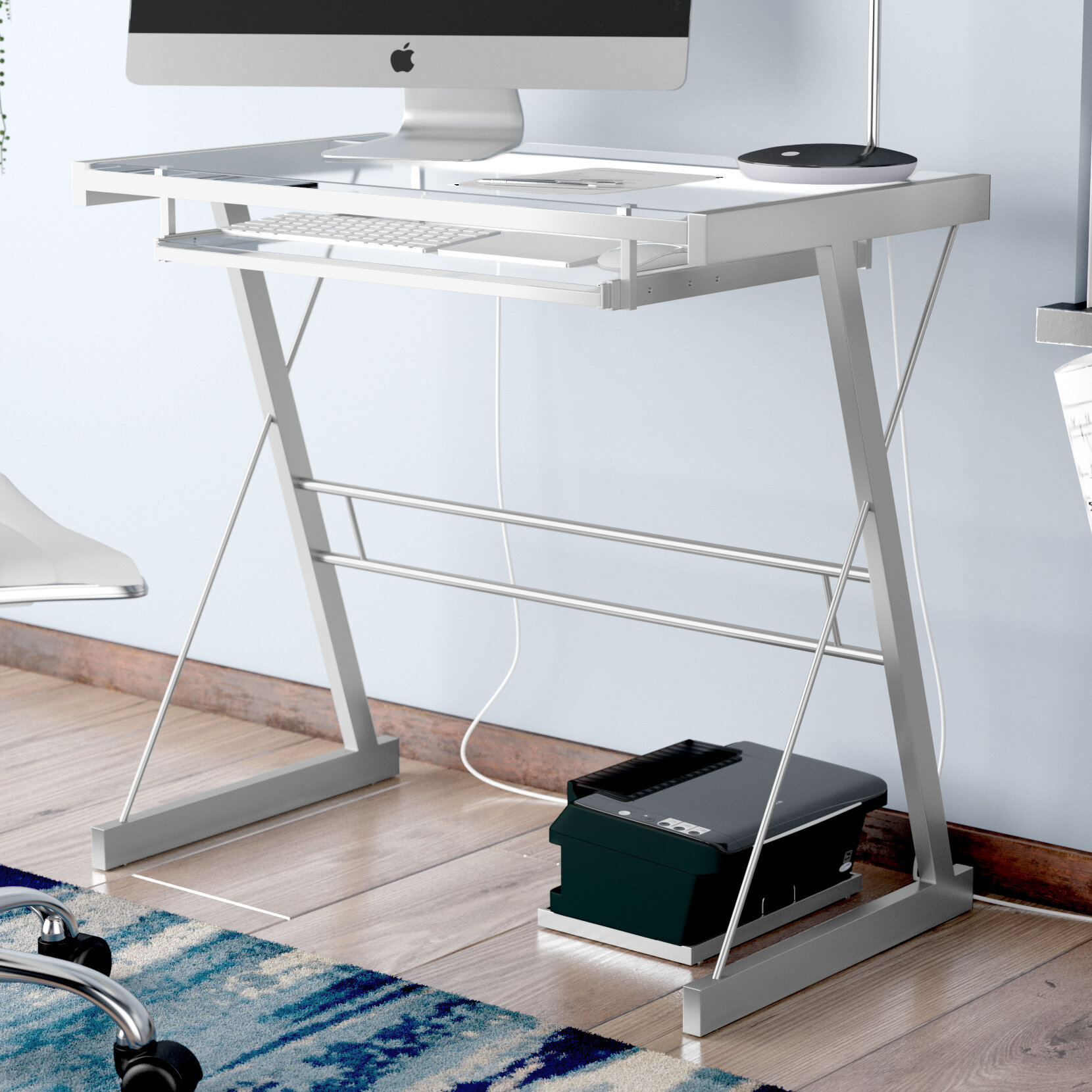 Ebern Designs Priya Metal And Glass Computer Desk Reviews Wayfair