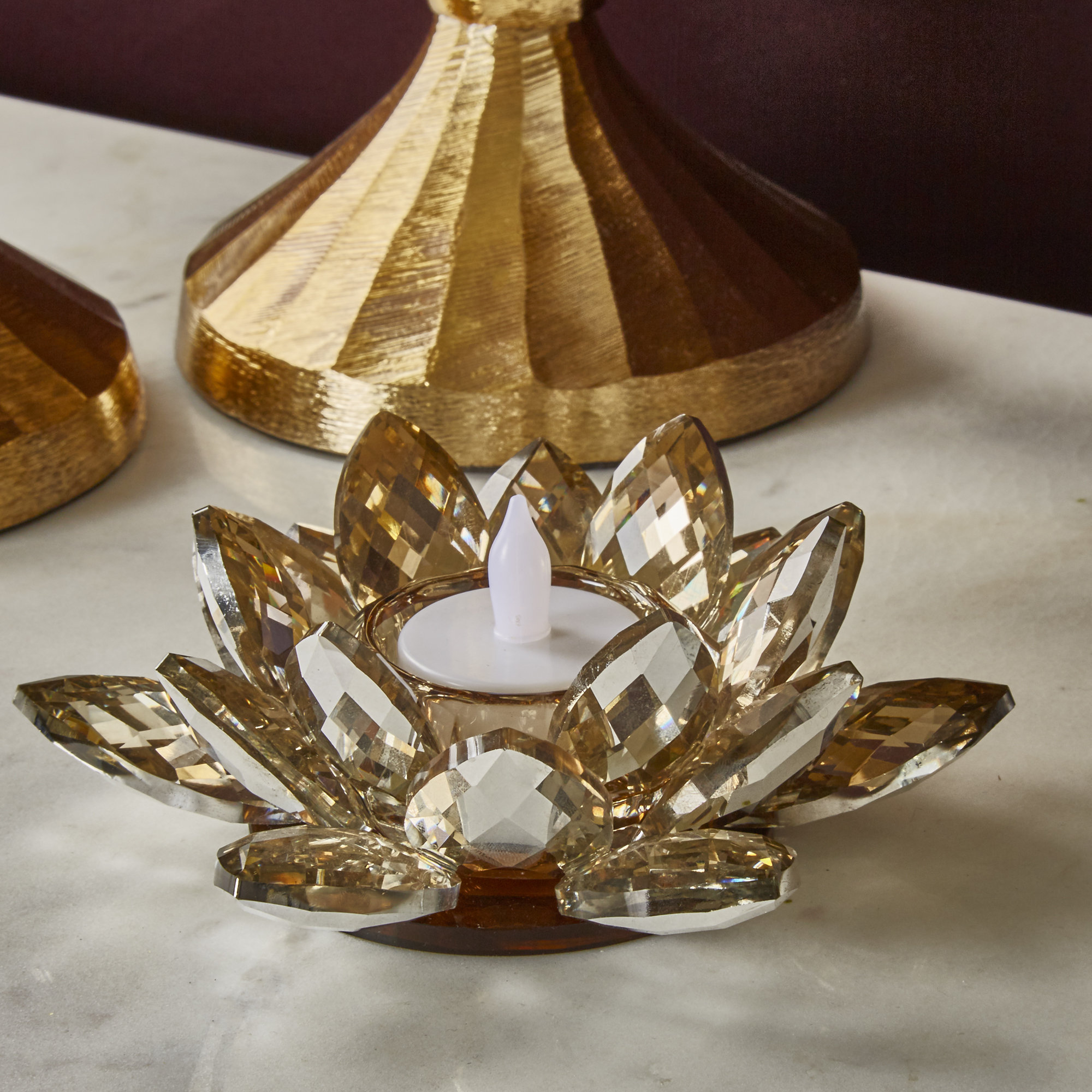 Crystal Tealight Holder Candle Holder 4 Tea Lights Tealight Holder Tea Light Bar