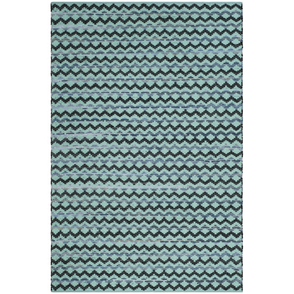 One-of-a-Kind Zoltán Hand-Woven Cotton Turquoise Area Rug by Gracie Oaks