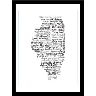 'Illinois Typography' Graphic Art Print Ebern Designs Format: Black Framed Paper, Matte Color: No Matte, Size: 26.5