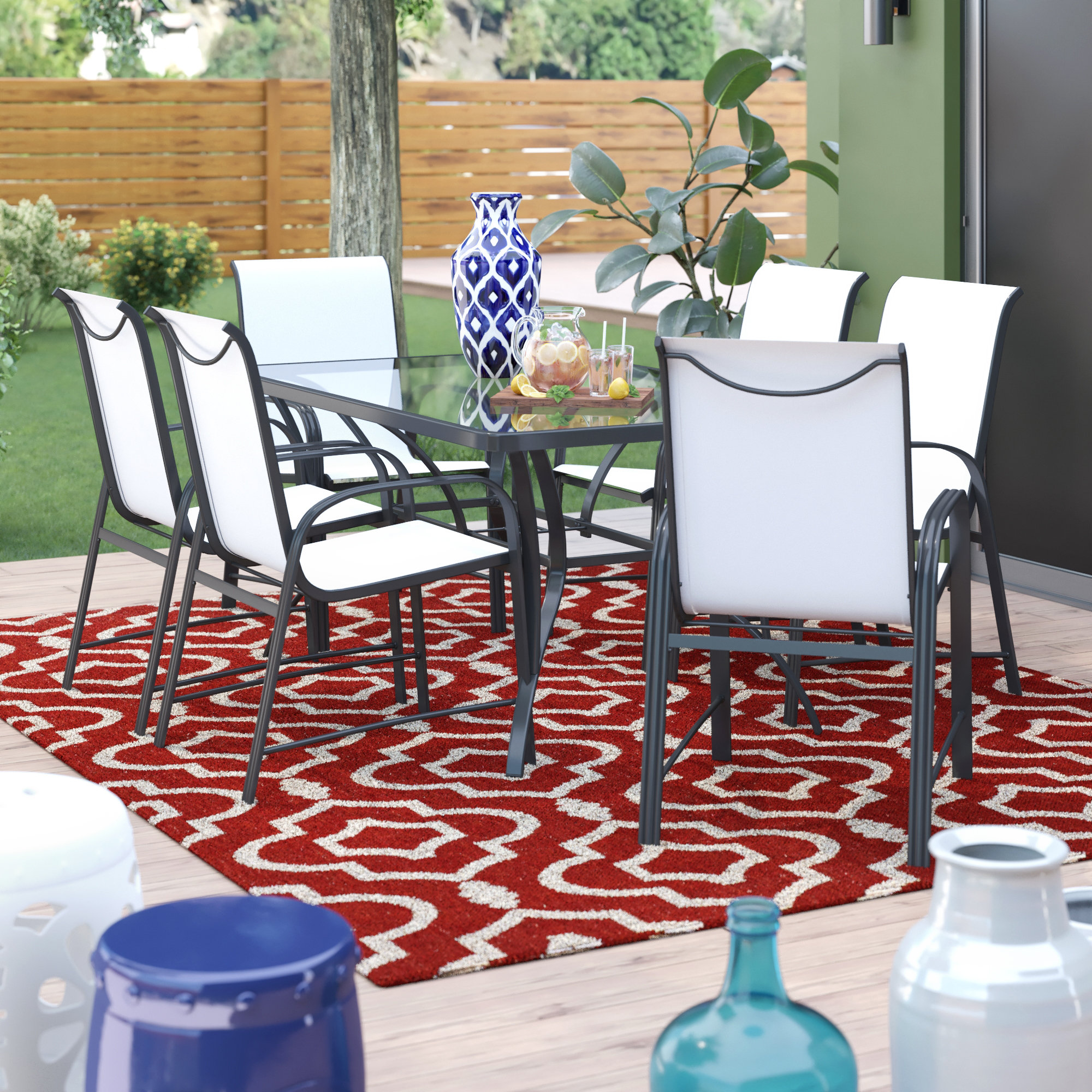 Sol 72 Outdoor Shropshire 7 Piece Patio Dining Set Reviews Wayfair Shropshire 7 Piece Patio Dining Set
