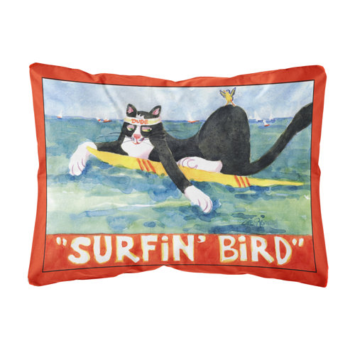 Caroline S Treasures Black And White Cat Surfin Bird Indoor