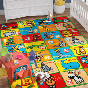 Bright Color Rugs Wayfair Angelique Learn Abc Alphabet Letters With Animals Bright Colorful Vibrant Colors Kids Baby Room Area Rug