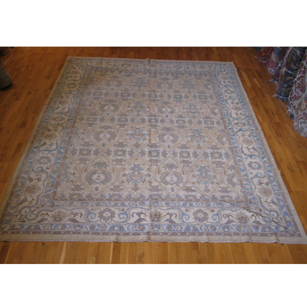 One-of-a-Kind Hand-Knotted Beige 9' x 12' Wool Area Rug