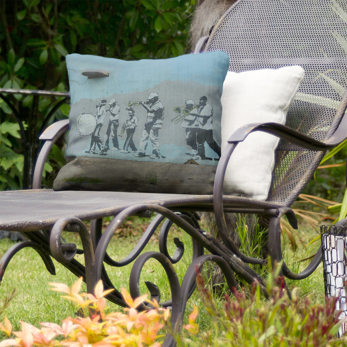 East Urban Home Musicians Gas Mask Marching Band Indoor Outdoor Throw Pillow Wayfair