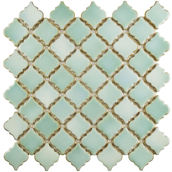 Pharsalia 12.38 x 12.5 Porcelain Mosaic Floor and Wall Tile in Mint Green by EliteTile