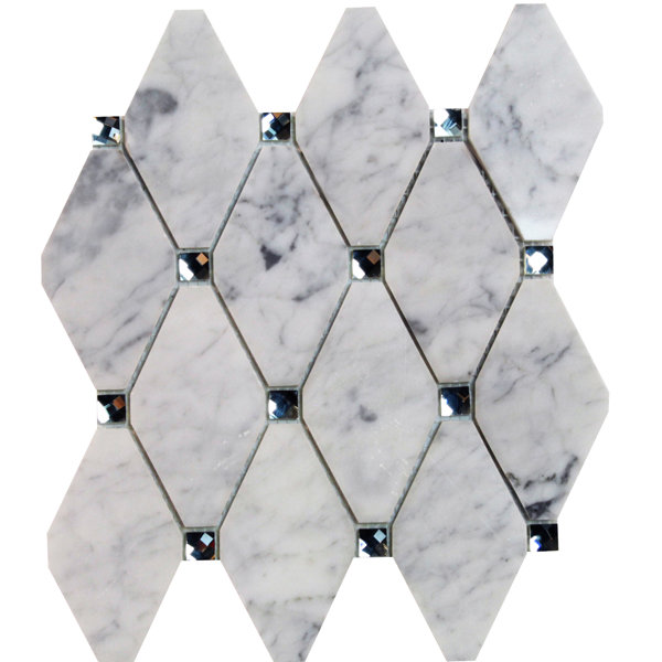 Mirage Lozenge 2.5 x 5 Marble/Glass Mosaic Tile in Gray by Splashback Tile